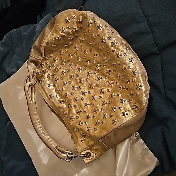 *JIMMY CHOO* GOLD STAR STUDDED HANDBAG sells new $1695+$895 NEW MATCHING WALLET - Picture 5 of 7